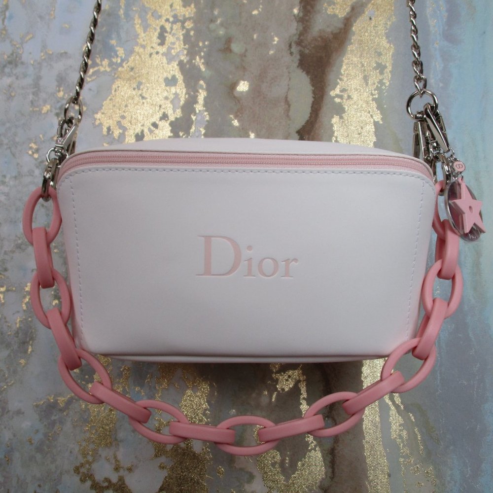 White and Pink Dior Purse & Dior Keychain